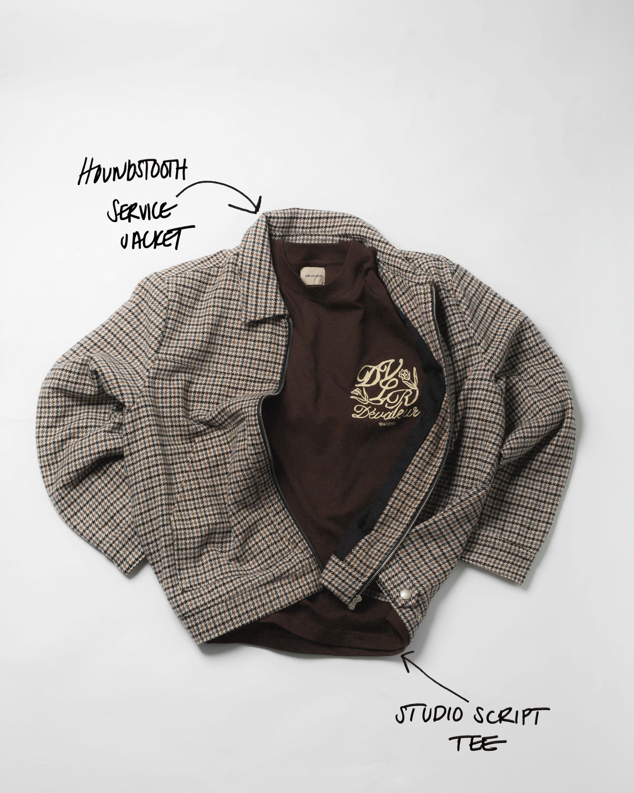 Houndstooth service jacket, flat lay