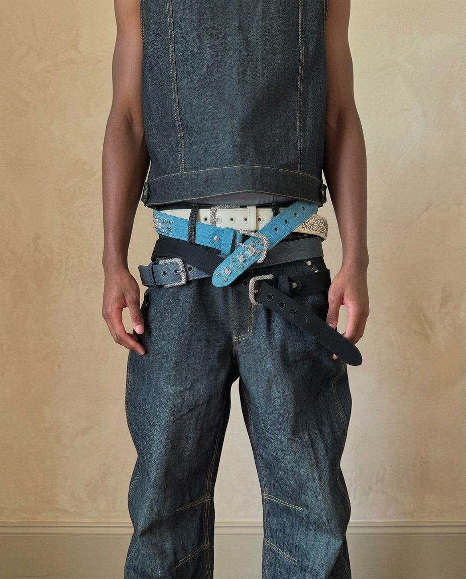 Veneda Carter studded belts shown in full
